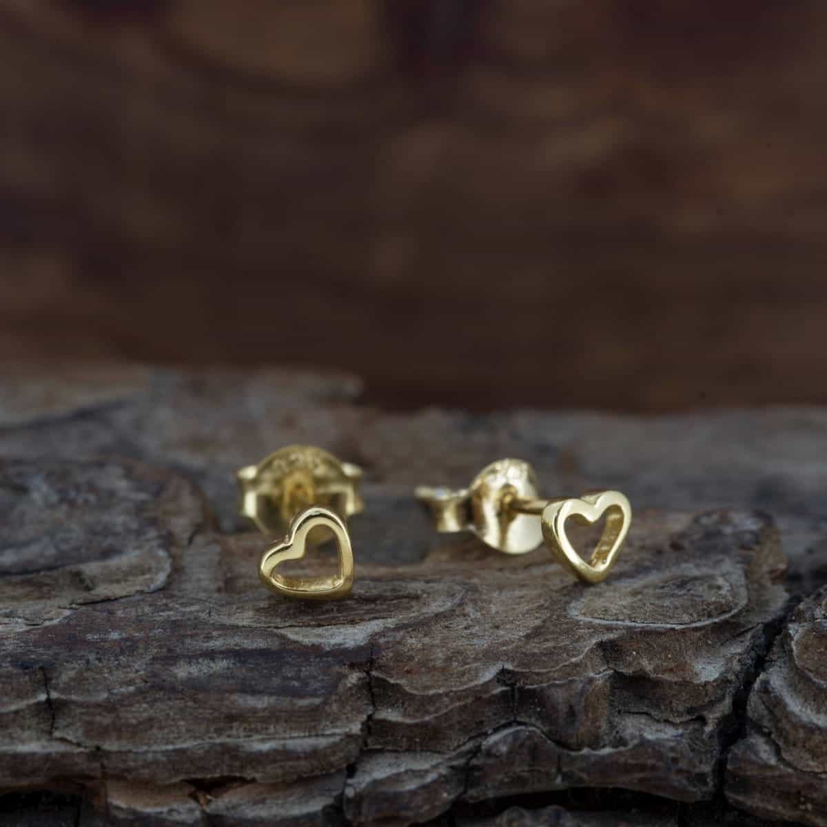 Royal Mile Silver - gold vermeil Open Heart stud earring