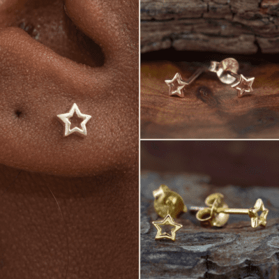 Royal Mile Silver - open star studs in 3 finishes