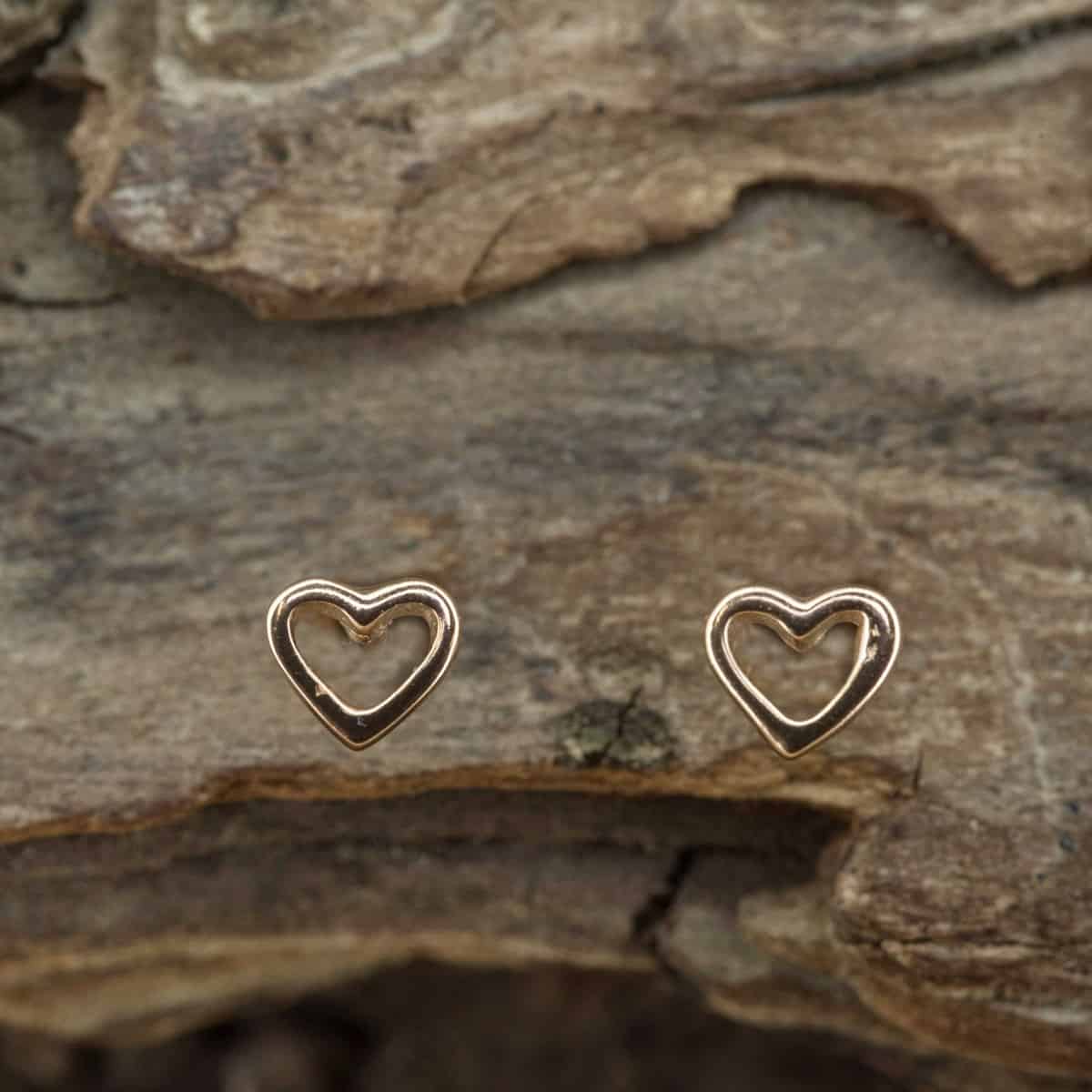 Royal Mile Silver - rose gold vermeil Open Heart stud earring