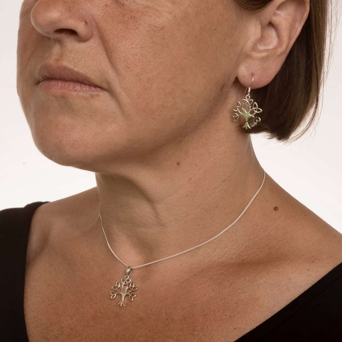 Royal Mile Silver - small Celtic Tree of Life earrings & pendant