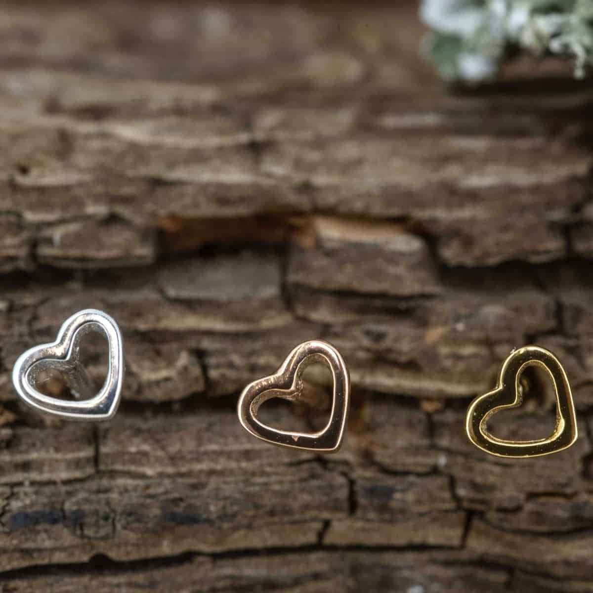 Royal Mile Silver - Sterling silver rose gold vermeil gold vermeil Open Heart stud earrings