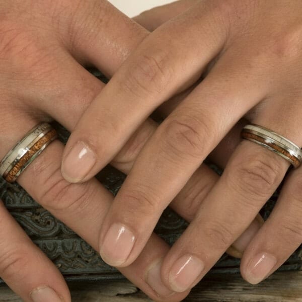 Royal Mile Silver - sustainable stag antler and koa wood ring