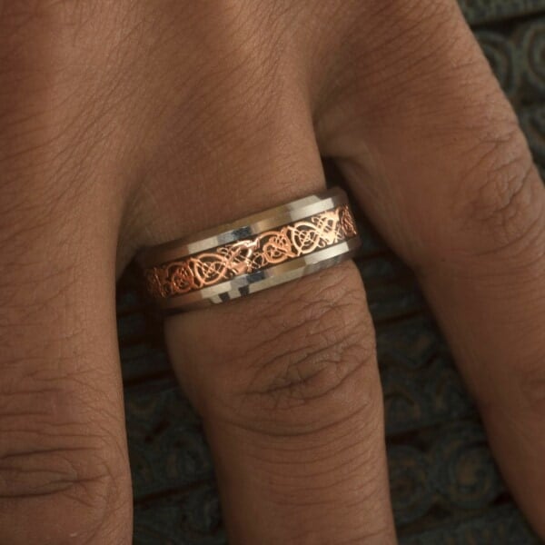 Royal Mile Silver - tungsten carbide Celtic Dragon ring