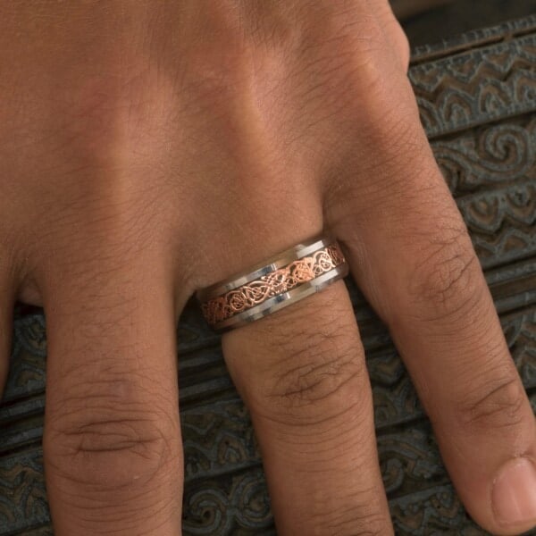 Royal Mile Silver - tungsten carbide Celtic Dragon ring