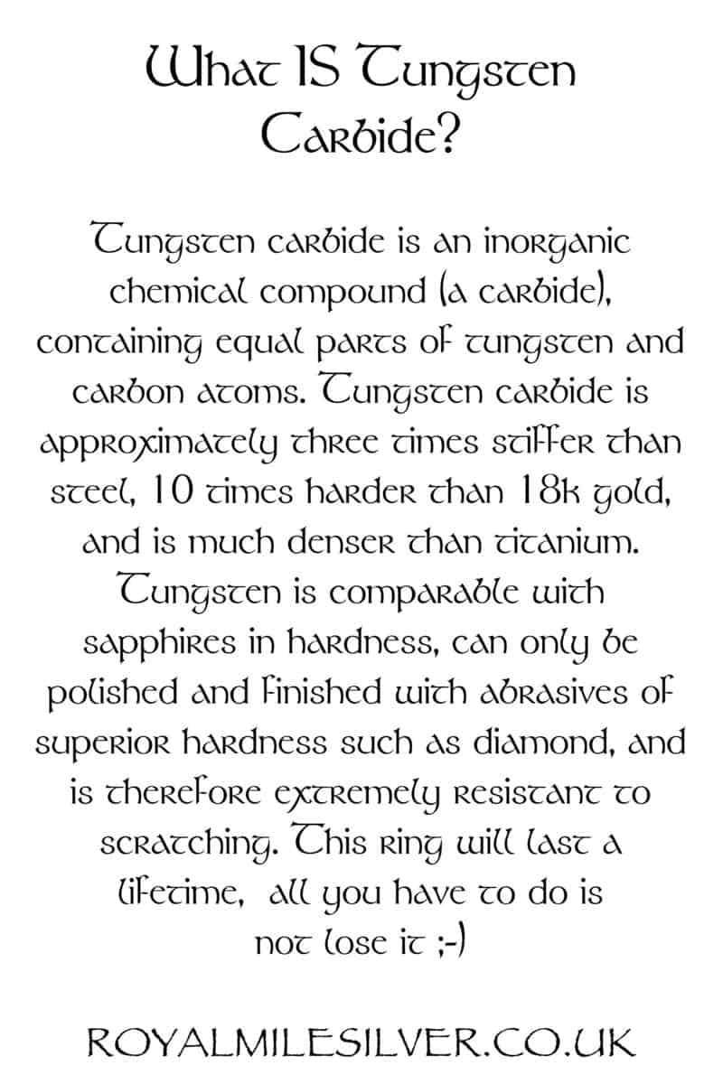 Royal Mile Silver - tungsten carbide info card