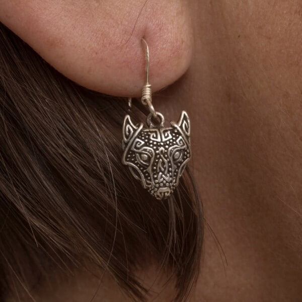 Royal Mile Silver - Viking Celtic Fenrir Wolf Head Earring