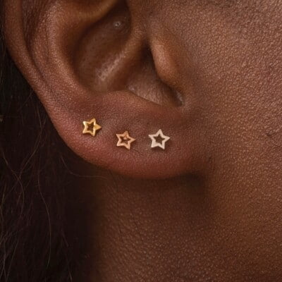 Royal Mile Silver - wee open star stud