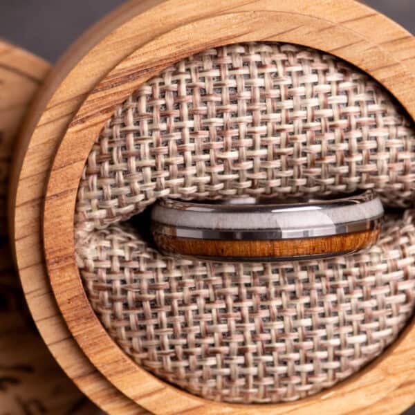 6mm Sustainable Koa Wood and Stag Antler Tungsten Ring - Royal Mile Silver