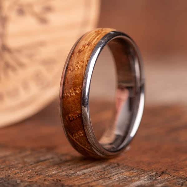 Whisky Barrel Wood Tungsten Carbide Ring 6mm - Royal Mile Silver