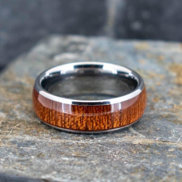Royal Mile Silver - 8mm silver Koa wood tungsten ring