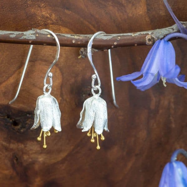 royal mile silver - Scottish bluebell flower dangle earrings