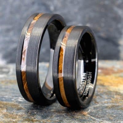 Royal Mile Silver - square black band with whisky wood inlay