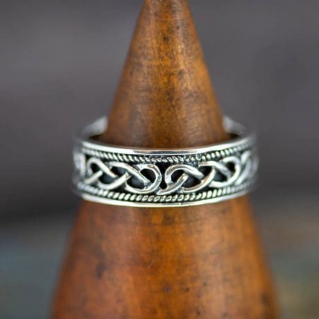 TISHAVI Celtic Knot Sterling Silver Ring - Size 11, 925 Silver High Polish Band