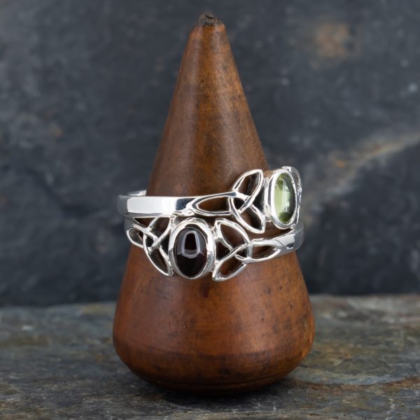 Royal Mile Silver - Celtic Ring with Garnet Gemstone