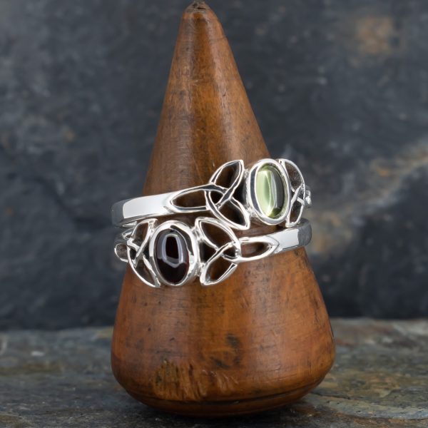 Royal Mile Silver - Celtic Ring with Garnet Gemstone