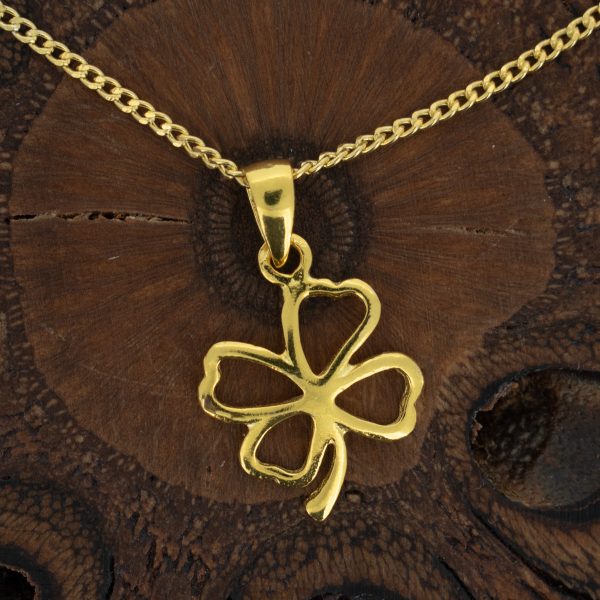 Four Leaf Clover Necklace in Gold - Royal Mile Silver