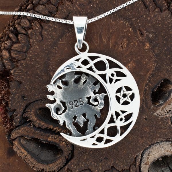 Royal Mile Silver - Green Man Crescent Moon Pendant