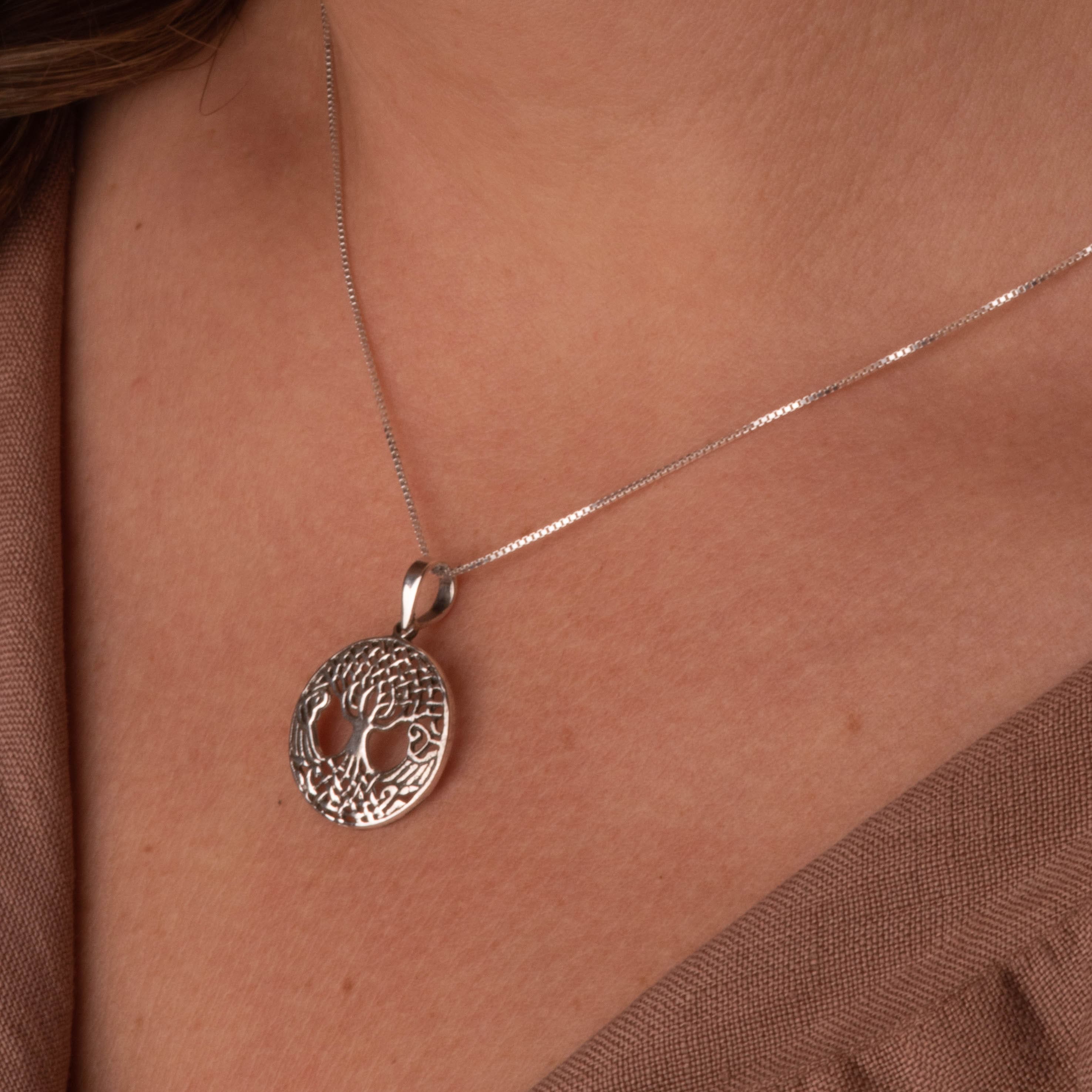 thumbnail image 2 of Aniu Sterling Silver Tree Of Life Necklace With Crystal - Celtic Family Tree Pendant For Women 2 of 9