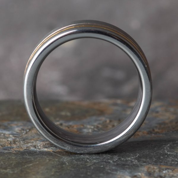 Royal Mile SIlver - Brushed Silver Tungsten Ring with Gold and Rose Gold (8mm wide)