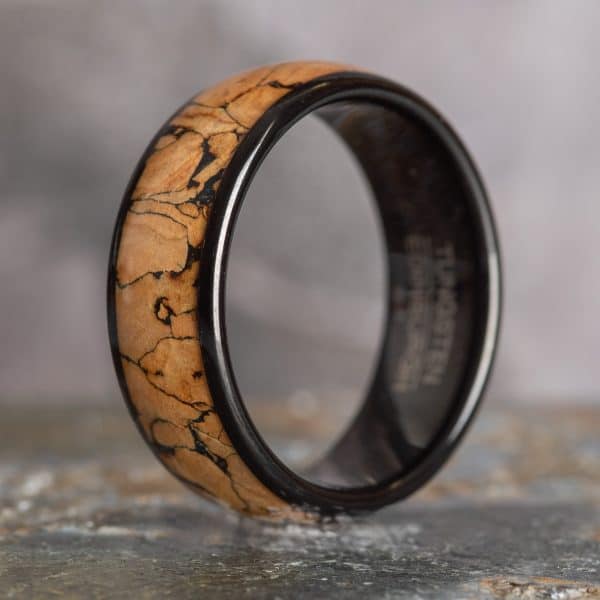 Royal Mile Silver - Wine Cork Wood Black Tungsten Ring (8mm wide)