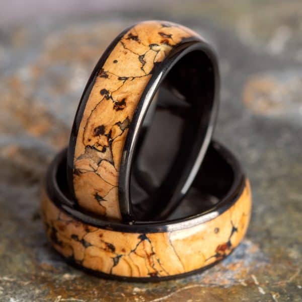 Royal Mile Silver - Wine Cork Wood Black Tungsten Ring (8mm wide)