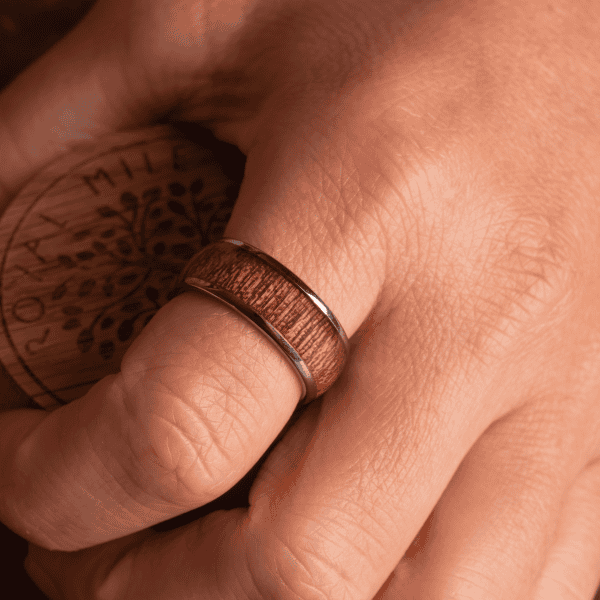 Silver Koa Wood Tungsten Ring (8mm wide) - Royal Mile Silver