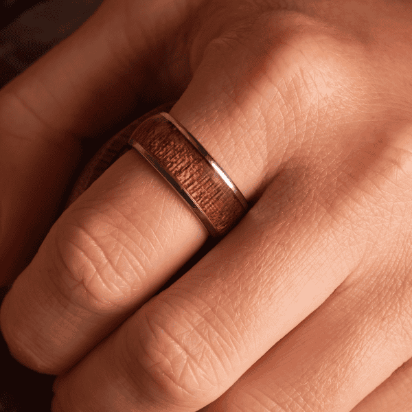 Silver Koa Wood Tungsten Ring (8mm wide) - Royal Mile Silver