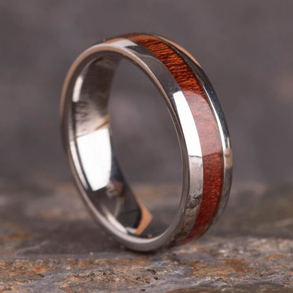 6mm Sustainable Koa Wood Tungsten Ring - Royal Mile Silver