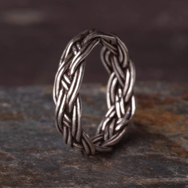 6mm Triple Hand Braided Silver Ring