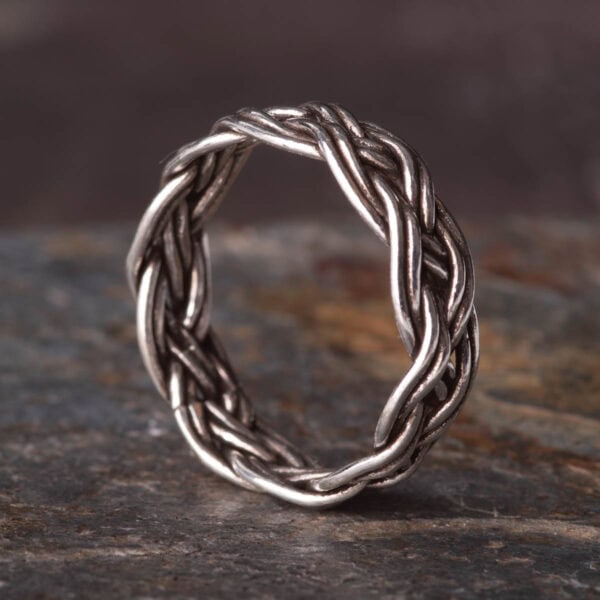 6mm Triple Hand Braided Silver Ring