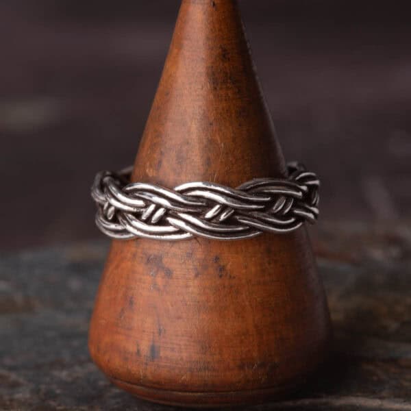 6mm Triple Hand Braided Silver Ring