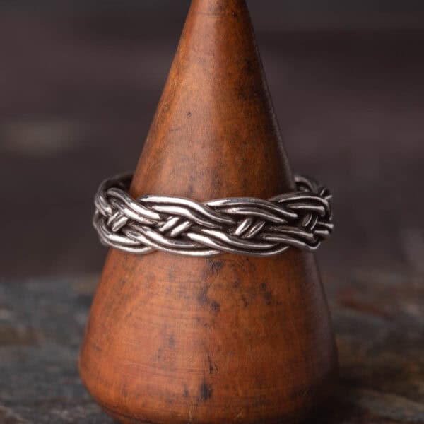 6mm Triple Hand Braided Silver Ring