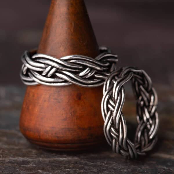 8mm Triple Hand Braided Silver Ring