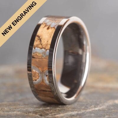 Silver Mammoth Tooth Tungsten Ring (8mm wide)